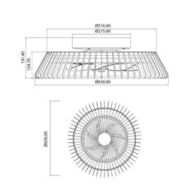 Ventilador Himalaya Mantra - Madera Luz LED Domotico 63cm.Ø