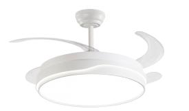 Ventilador NELO Blanco - Motor DC. luz LED. Ø50-107CM.
