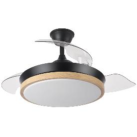 Ventilador EVROS Negro-Madera Fabrilamp - Motor DC Ø50-107cm