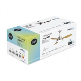 Ventilador Hayate Niquel/Haya Fabrilamp - Motor DC, luz LED Ø120cm