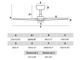 Ventilador HEY Negro FARO con luz LED 90cm.Ø