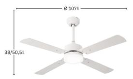 Ventilador Hupe LED Blanco Fabrilamp - Motor DC Ø107cm