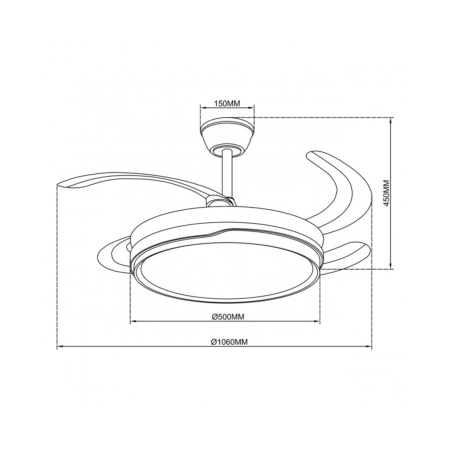 Ventilador LIMA Blanco Plata - Motor DC. luz LED. Ø50-106CM.