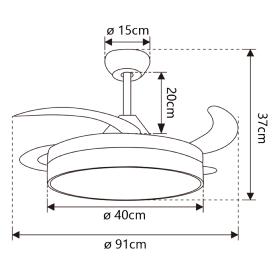 Ventilador retractil ALEMAR Togo Mini Blanco Luz LED Ø40-91 cm