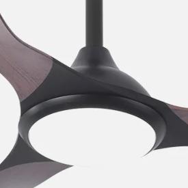 Ventilador Caiman Negro Roble Fabrilamp - Motor DC. 89cm Ø. Luz LED