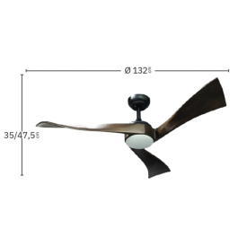 Ventilador Janubi Negro Roble Fabrilamp - Motor DC Ø132cm