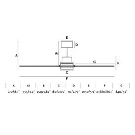 Ventilador Lantau G FARO aspa nogal luz LED 168cm. Ø