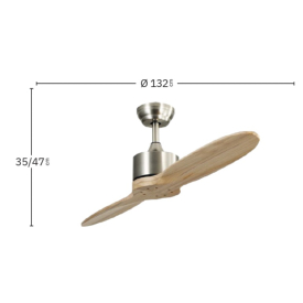 Ventilador Leste Niquel Haya Fabrilamp - Motor DC Ø132cm