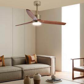 Ventilador de techo ALEMAR Madeira Cuero/Madera oscura Luz LED Ø132 cm