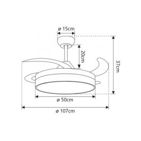 Ventilador retractil ALEMAR Malta Niquel Luz LED Ø50-107 cm