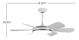 Ventilador Oriel Blanco Fabrilamp - Motor DC, luz LED Ø107cm