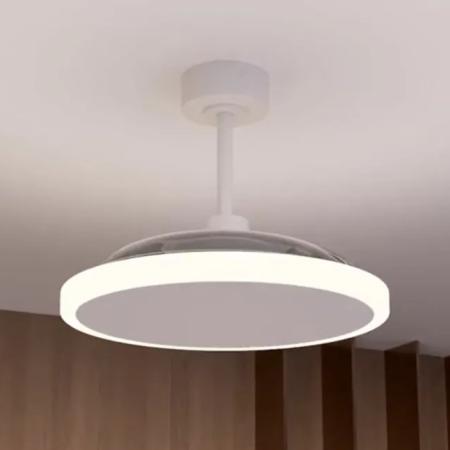 Ventilador retractil Zioneled Platon blanco luz LED 107 cm