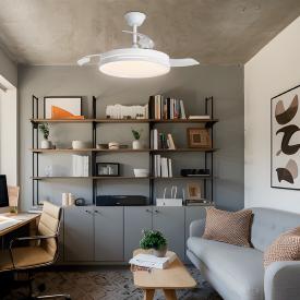 Ventilador retractil ALEMAR Togo Mini Blanco Luz LED Ø40-91 cm