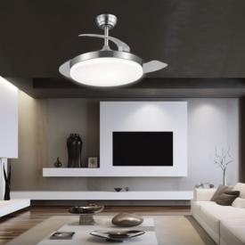 Ventilador retractil ALEMAR Malta Niquel Luz LED Ø50-107 cm