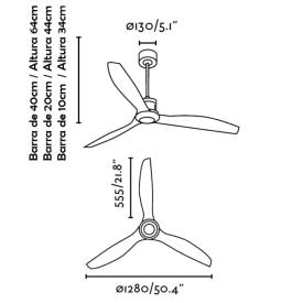 Ventilador Justfan Negro Faro 132cm Ø - MOTOR DC