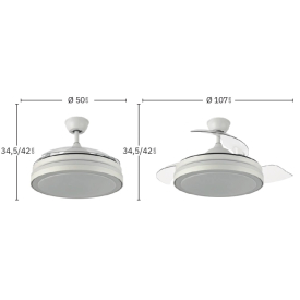 Ventilador ESPARTA Blanco Fabrilamp - Motor DC Ø50-107cm
