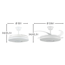 Ventilador Dani Fabrilamp Niquel - Motor DC Ø107cm