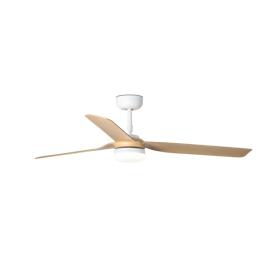 Ventilador Punt FARO Blanco / Madera con luz LED 130cm.Ø