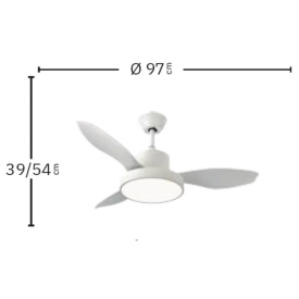 Ventilador Hayate Mini Marrón Fabrilamp - Motor DC, luz LED Ø97cm