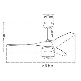 Ventilador de techo ALEMAR Papua Blanco/Madera clara Luz LED Ø132 cm