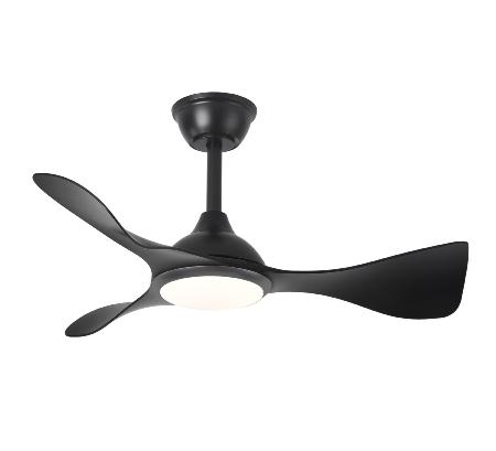 Ventilador Caiman Negro Fabrilamp - Motor DC. 89cm Ø. Luz LED