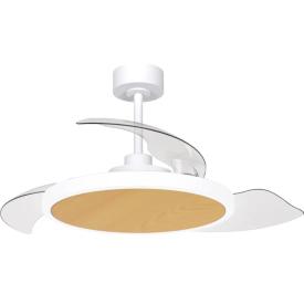 Ventilador retractil Zioneled Platon blanco madera luz LED 107 cm