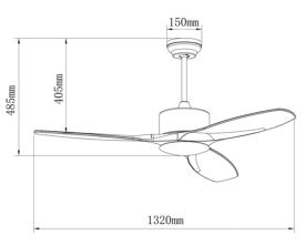 Ventilador Yarta Cristal Record - 132cm Wengue Motor DC