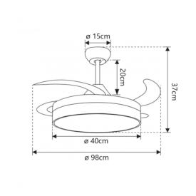 Ventilador retractil ALEMAR Malta Mini Cuero Luz LED Ø40-91 cm