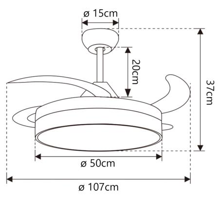 medidas de ventilador Togo ALEMAR Ref 16034