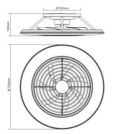 Ventilador ALISIO XL Negro - Mantra. Luz LED Ø73.5cm