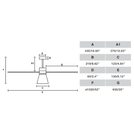 Ventilador AMELIA L CONE Blanco FARO - Motor DC - Luz Led Ø132cm