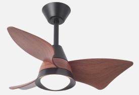 Ventilador Jaguar Negro Roble Fabrilamp - Motor DC. 96cm Ø. Luz LED