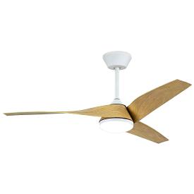 Ventilador de techo ALEMAR Papua Blanco/Madera clara Luz LED Ø132 cm