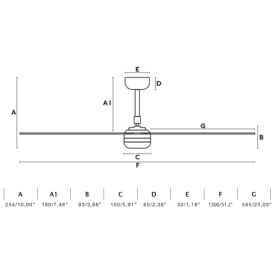 Ventilador PUNT M FARO Sin luz Blanco / Madera 130cm.Ø