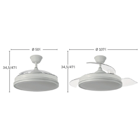 Ventilador Cacique Blanco Fabrilamp - Motor DC Ø50-107cm