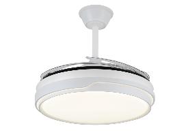 Ventilador retractil Selina-XL P&B Blanco - Motor DC. luz LED. 50-122cmØ.