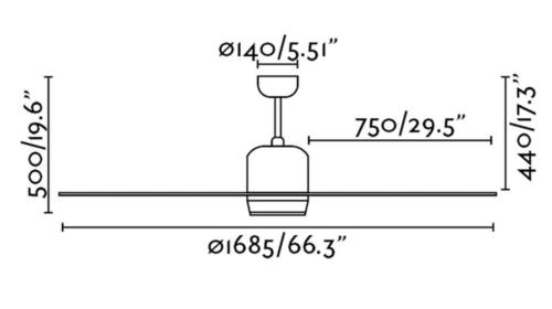 ventilador de techo Tilos - medidas