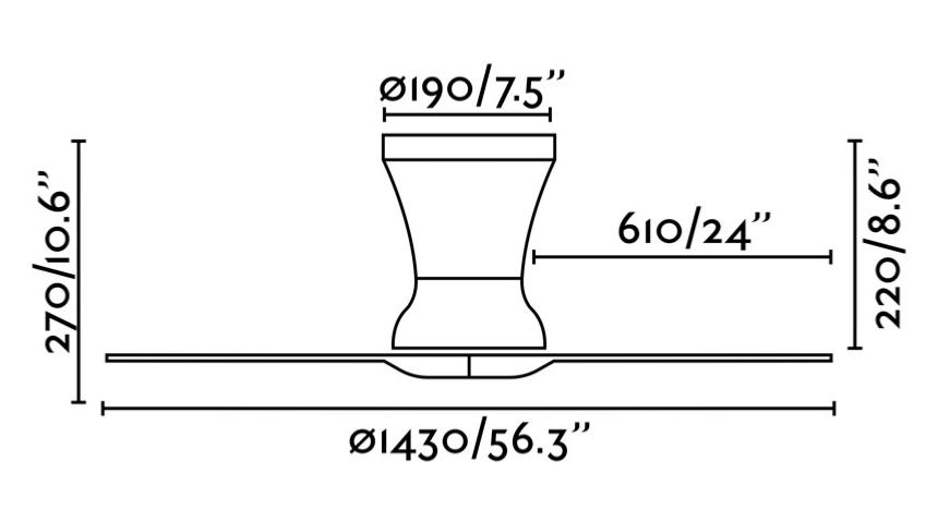 ventilador de techo lama de Faro - medidas