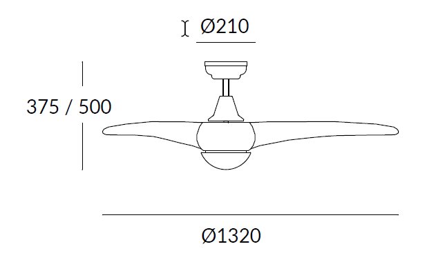 ventilador de techo helix leds-c4 - medidas