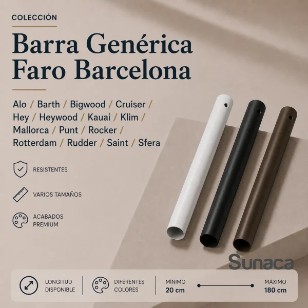 Barra generica para ventiladores de techo Faro Barcelona
