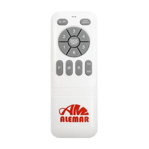 mando-distancia-ventilador-techo-retractil-alemar-bribon Ventilador retráctil Alemar Bribon blanco luz ovalada LED 48-106 cm