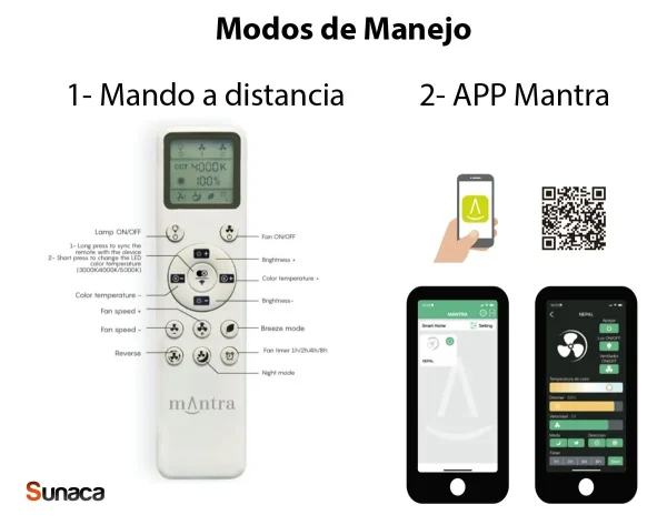 mando-ventilador-nature-mantra Ventilador de techo Mantra Nature Blanco Luz LED 79 cm