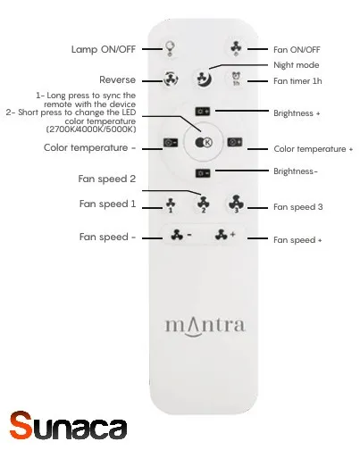mando-ventilador-ocean-mantra Ventilador de techo Mantra Ocean Blanco Madera clara Luz LED 78 cm