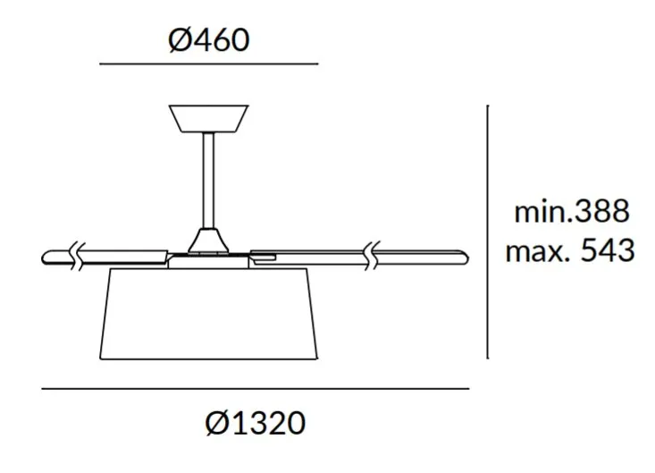 Medidas de Ventilador de techo BELMONT FORLIGHT con luz