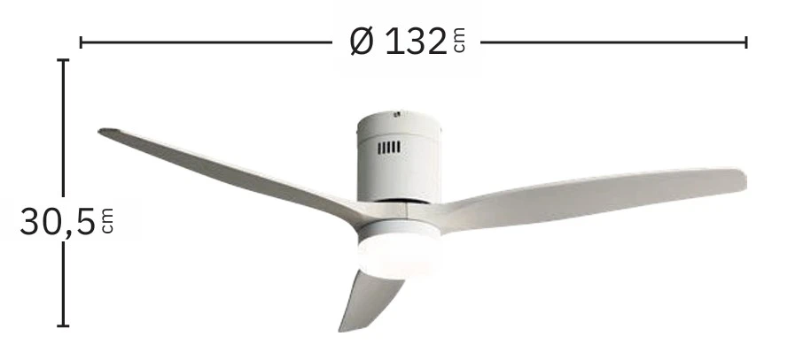 Medidas de Ventilador de techo Aguilon Abrila con luz