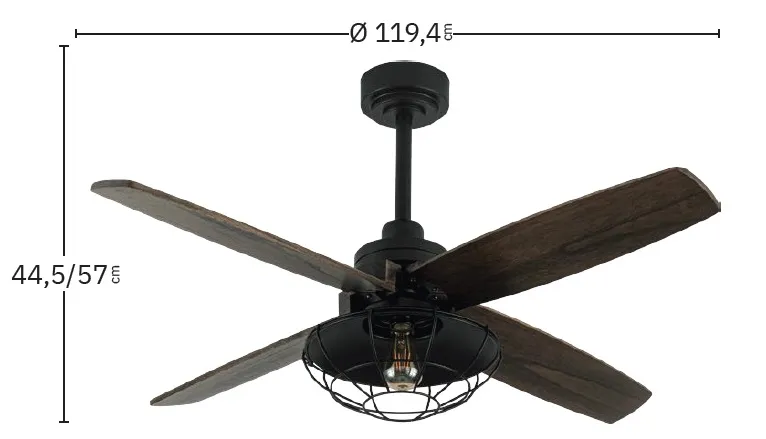 Medidas de Ventilador de techo Altea Abrila con luz