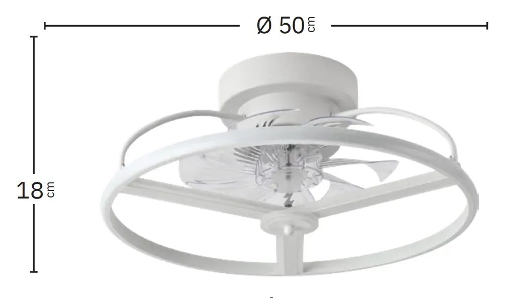 Medidas de Ventilador de techo BORA Abrila con luz