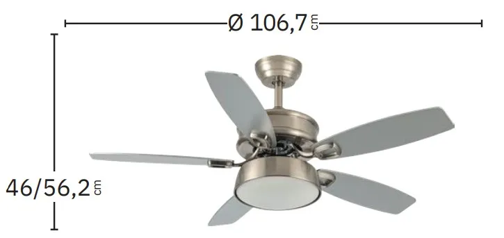 Medidas de Ventilador de techo Braw Abrila con luz