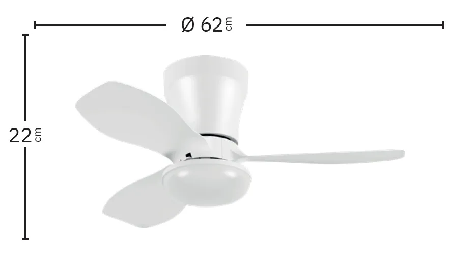 Medidas de Ventilador de techo Cain Abrila con luz