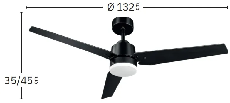 Medidas de Ventilador de techo Captus Abrila con luz